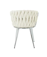 Modern White Linen Dining Chair (Set of 2)