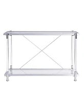 Chrome & Acrylic Glass Sofa Table with Storage Shelves
