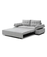 Grey Linen Sleeper Sofa Bed with Pull Out Chaise