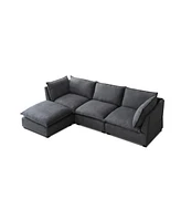 Modern L-Shaped Sectional Sofa with Convertible Ottoman