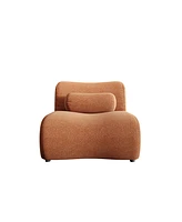 Modern Chenille Sofa with Reclining Backrest and Pillows, Rust Orange