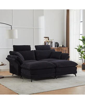 Cloud Comfort Sectional Sofa with Ottomans (85.8", Black