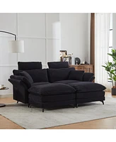 Cloud Comfort Sectional Sofa with Ottomans (85.8", Black