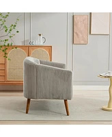 Modern Corduroy Loveseat Sofa, 2-Seat with Walnut Legs