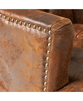 Tufted Club Chair with Nailhead Trim and Birch Wood Legs