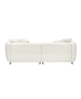 89 inch Sofa for Living Room, Fashion Sofa with Metal Legs, 3 Seater Sofa, Solid Wood Frame Couch with 4Pillows, for Apartment Office Living Room