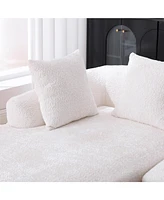 Boucle Sofa 3 Seater for Living Room Oversized Comfy Sofa L-Shape Sofa Couch with Chaise Home Furniture Sleeper Sectional Sofa for Apartment, Office L