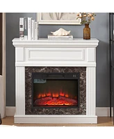 Electric Fireplace with Mantel,fireplace mantel surround with 23" Fireplace Insert, Adjustable Flame, Remote Control-White,41.34"W14"D4