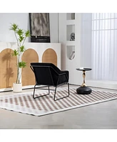 Modern Velvet Desk Chair, Metal Legs Upholstered Accent Arm Chair for Living Room/Bedroom/Small Spaces/Home Office,Black