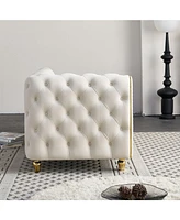 66.9''W Velvet Chaise Lounge,Luxury Modern Chaise Furniture,Tufted Back with 2pcs toss pillows for Living Room,Bedroom,Apartment,Beige Color