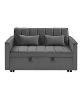 54.33 inch versatile foldable sofa bed in 3 lengths, modern sofa sofa sofa velvet pull-out bed, adjustable back (Gray)