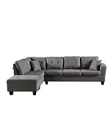 Fabric left Chaise Living Room Sofa Set with Storage Ottoman