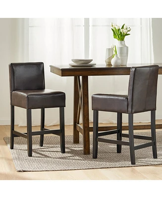 26-inch Brown Leather Counter stools (Set of 2)