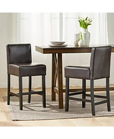 26-inch Brown Leather Counter stools (Set of 2)