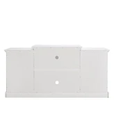 Media Console Table with Large Storage Cabinet, Modern Tv Media Entertaionment Stand, White, 65.75"W17"D32.48"H