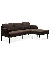 Modern 3-Seater L-Shaped Sofa with Ottoman, Polyester Fabric