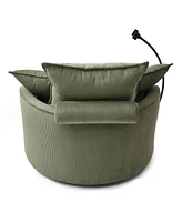Modern 360 Swivel Barrel Chair with 4 Pillows (Green)