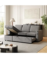 85" Sleeper Sofa with Storage & Charging Port