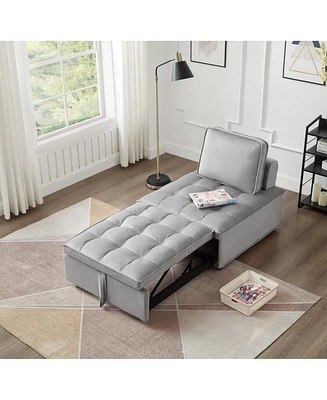 Modern Velvet Convertible Sofa Bed with Removable Backrest
