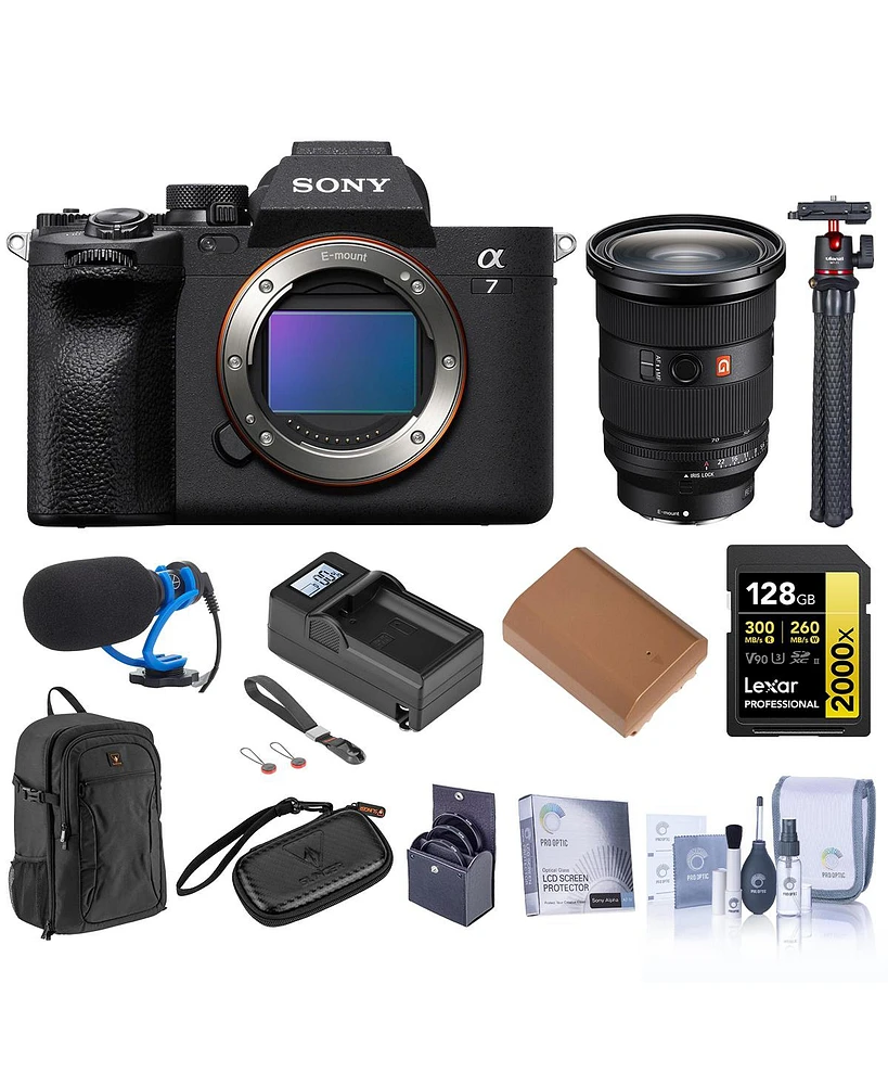 Sony Alpha a7 Iv Mirrorless Camera with Fe 24-70mm f/2.8 Gm Ii Lens, Bundle with 128GB Memory Card, Backpack, Np-FZ100 Battery, Charger Base, Charger