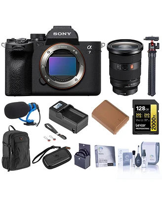 Sony Alpha a7 Iv Mirrorless Camera with Fe 24-70mm f/2.8 Gm Ii Lens, Bundle with 128GB Memory Card, Backpack, Np-FZ100 Battery, Charger Base, Charger