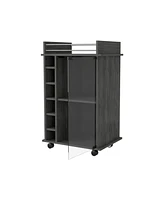 Savannah 6-Bottle 3-Shelf Bar Cart Smokey Oak