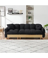 84.64 inches black three-person sofa lift sofa bed with locker sofa bed, sofa soft and comfortable, suitable for bedroom, living room
