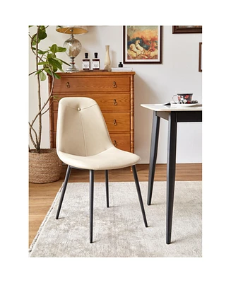 Dining Chair set of 2 with High Backs Mid Century Modern Kitchen & Dining Room Chairs Pu Faux Leather Upholstered sillas de comedor Comfortable Large