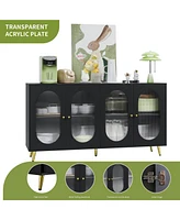 Modern Accent Sideboard Cabinet with Acrylic Doors, Freestanding Storage Cupboard Console Table for Kitchen Dining Living Room Hallway Office, Black