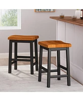 Denise Austin Toluca Walnut Saddle Counter Stool - Set of 2
