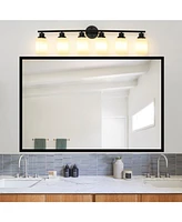 6-Light Vanity Mirror Light with Frosted Glass & Black Frame