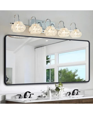 Brushed Nickel Vintage Crystal Vanity Light (5-Light, No Bulbs)