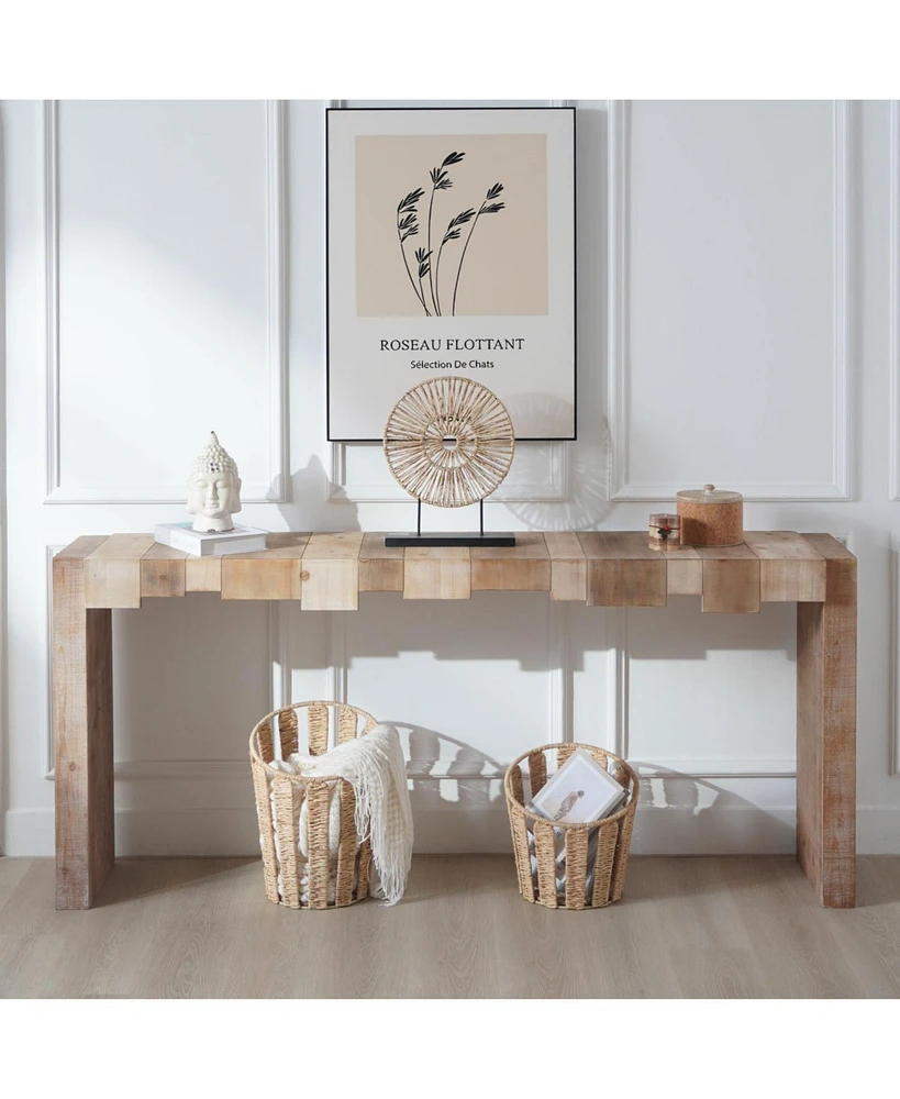 Rustic Modern Manufactured Wood Console Table with Step-Block Design