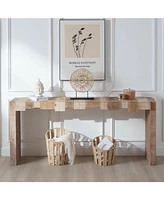 Rustic Modern Manufactured Wood Console Table with Step-Block Design