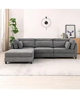 Sectional Couch with Reversible Chaise Modern L-Shape Sofa 4-Seat Corner Couch Modular Sofa with Ottoman,Grey