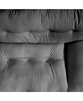 Modern Cloud Compression Sofa, 90.5", Frosted Velvet, Dark Gray