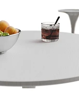 Modern Round Dining Table with Metal Base, 31.4" White