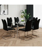 Modern Rectangle Glass Dining Table Set (7-Piece)