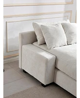 Modern Luxury Sofa Couch for Living Room Quality Chenille Upholstery Sleeper Sofa Bed Daybed Beige Chenille