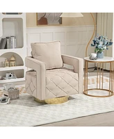 Modern Velvet Accent Chair with Pillow and Tufted Button