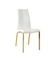 Gold-Plated Pu Dining Chair with Upholstered Seat (Set of 4)