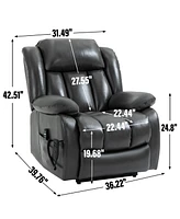 Electric Grey Power Lift Recliner with Vibration Massage and Heating
