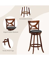 Swivel Bar Stools Set of 2 with Soft Cushion and Elegant Hollow Backrest