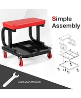 Rolling Creeper with Classified Tool Tray and Cushioned Seat
