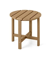 Set of 2 18 Inch Round Weather-Resistant Adirondack Side Tables-Brown