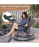 Folding Rocking Chair with Breathable Seat Fabric Set of 2