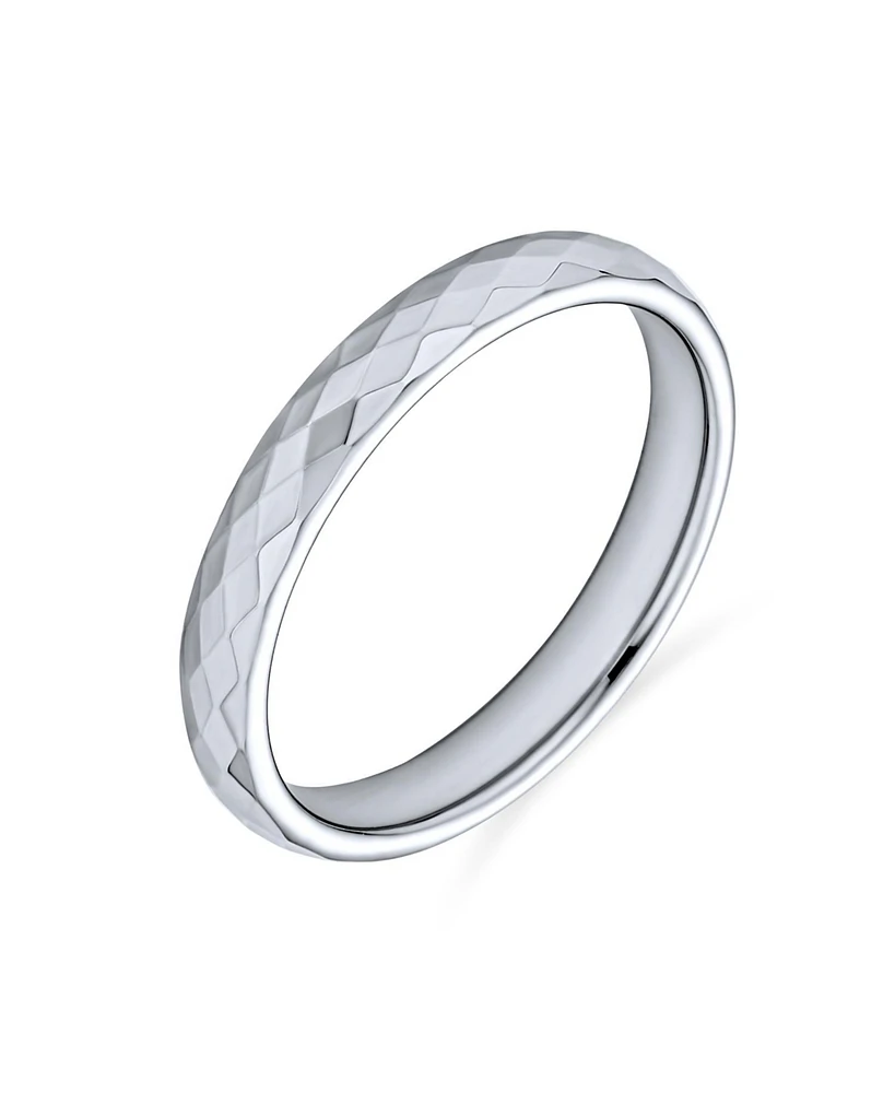 Bling Jewelry Multi Faceted Prism Cut Titanium Band Rings Silver Tone Comfort Fit