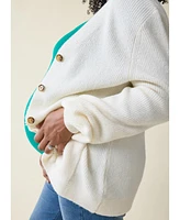Ingrid + Isabel Maternity Button Front Cardigan Sweater Cream L