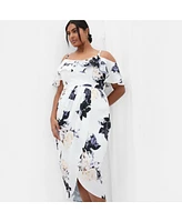 City Chic Plus Floral Drape Midi Dress