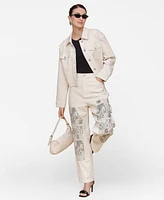 Avec Les Filles Women's Bandanna-Inset Carpenter Pants